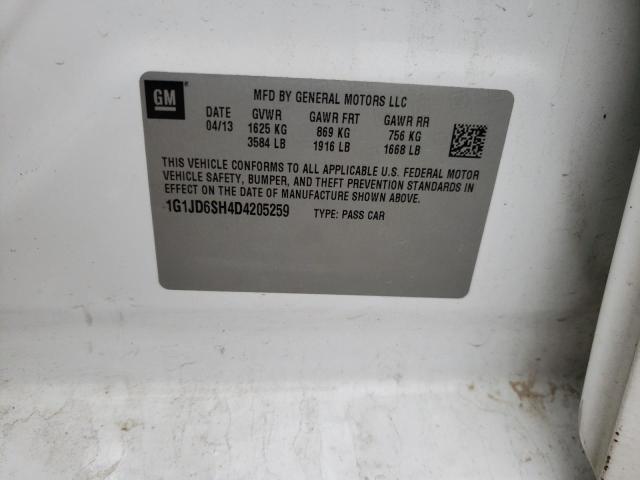 Photo 10 from auction – 2013 CHEVROLET SONIC LT with VIN 1G1JD6SH4D4205259