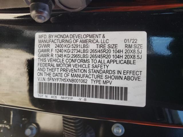 Photo 10 from auction – 2022 HONDA PASSPORT E with VIN 5FNYF7H5XNB001062