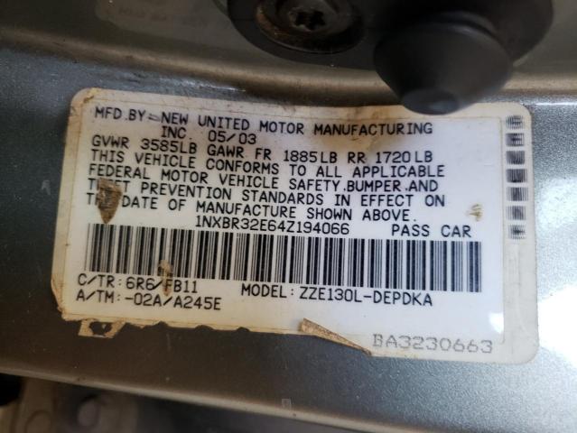 Photo 10 from auction – 2004 TOYOTA COROLLA CE with VIN 1NXBR32E64Z194066