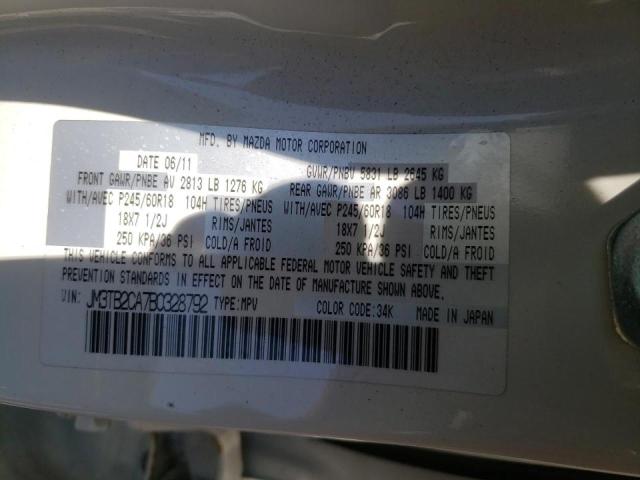 Photo 10 from auction – 2011 MAZDA CX-9 with VIN JM3TB2CA7B0328792