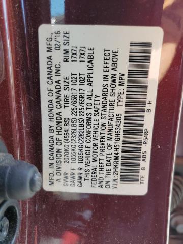 Photo 10 from auction – 2016 HONDA CR-V EX with VIN 2HKRM4H51GH634305