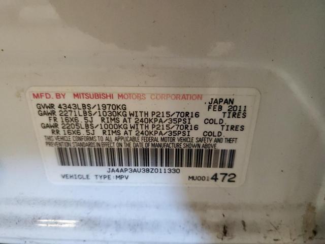 Photo 10 from auction – 2011 MITSUBISHI OUTLANDER with VIN JA4AP3AU3BZ011330