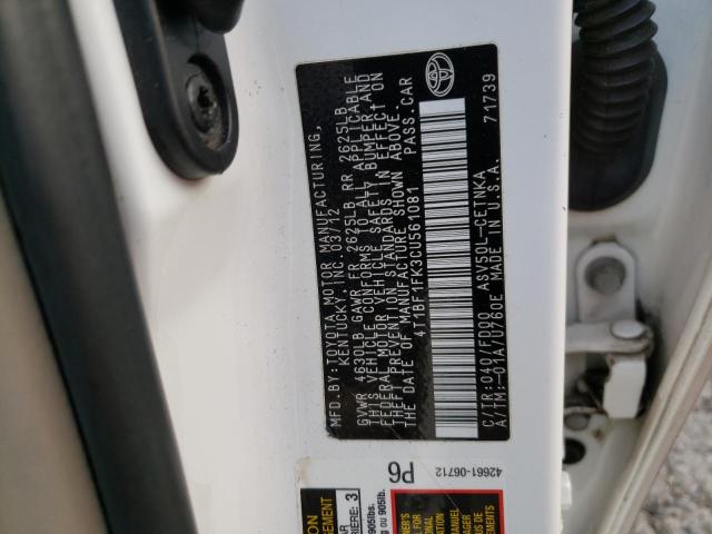 Photo 10 from auction – 2012 TOYOTA CAMRY BASE with VIN 4T1BF1FK3CU561081