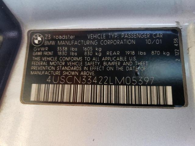 Photo 10 from auction – 2002 BMW Z3 with VIN 4USCN33422LM05397