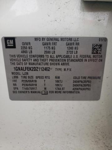 Photo 10 from auction – 2013 CHEVROLET EQUINOX LT with VIN 1GNALFEK2DZ112462