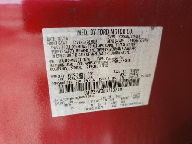 Photo 10 from auction – 2011 FORD TAURUS LIM with VIN 1FAHP2FW3BG113740