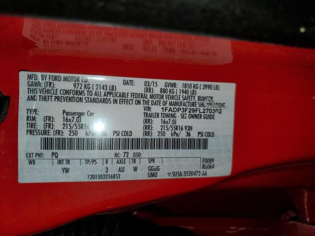 Photo 10 from auction – 2015 FORD FOCUS SE with VIN 1FADP3F29FL270302