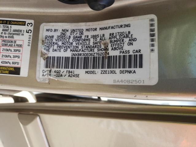 Photo 10 from auction – 2006 TOYOTA COROLLA CE with VIN 1NXBR30E06Z762074