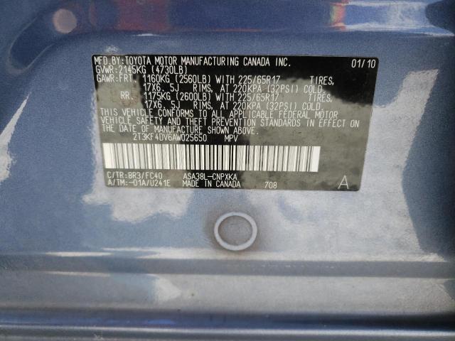 Photo 10 from auction – 2010 TOYOTA RAV4 with VIN 2T3KF4DV6AW025650