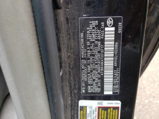 Photo 10 from auction – 2007 TOYOTA CAMRY HYBR with VIN 4T1BB46K47U019717