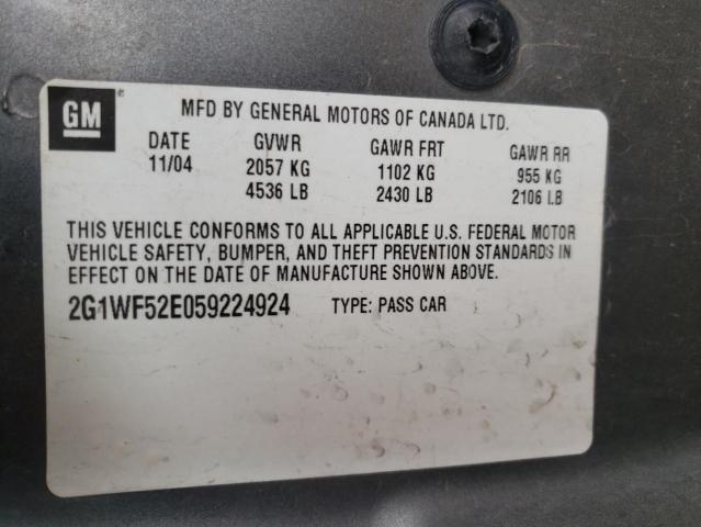 Photo 10 from auction – 2005 CHEVROLET IMPALA with VIN 2G1WF52E059224924