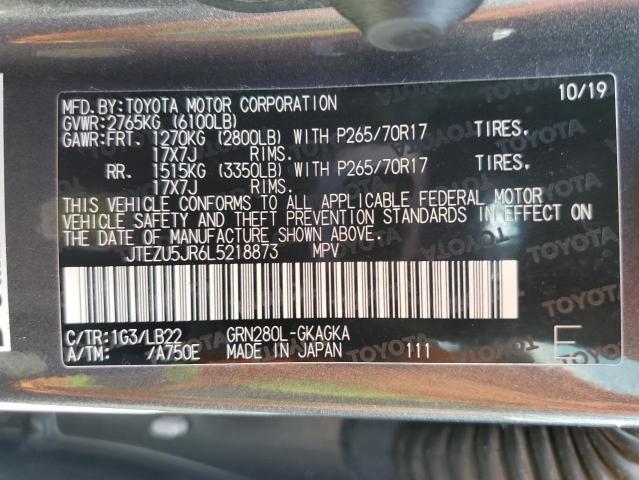 Photo 10 from auction – 2020 TOYOTA 4RUNNER SR with VIN JTEZU5JR6L5218873