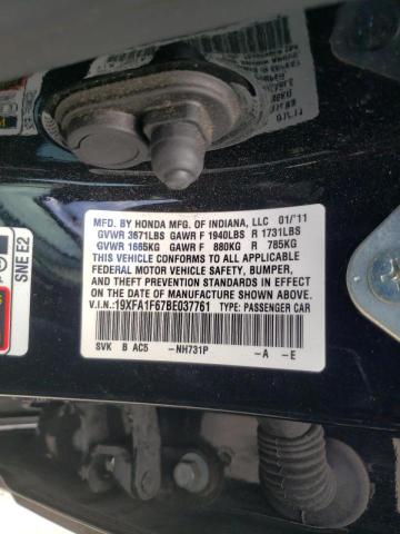 Photo 10 from auction – 2011 HONDA CIVIC LX-S with VIN 19XFA1F67BE037761