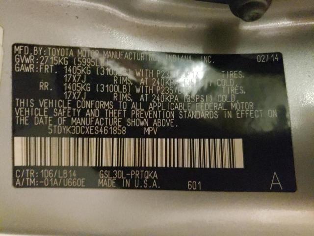 Photo 10 from auction – 2014 TOYOTA SIENNA XLE with VIN 5TDYK3DCXES461858
