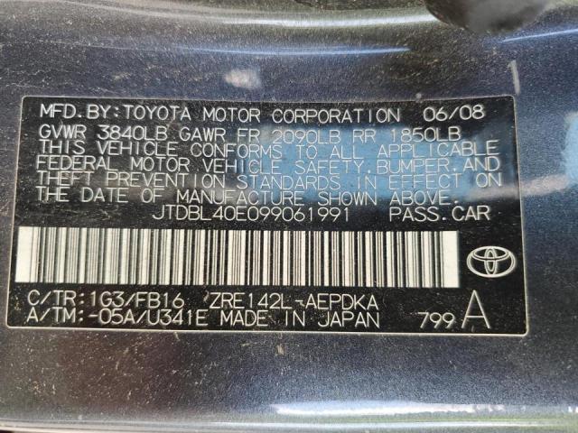 Photo 10 from auction – 2009 TOYOTA COROLLA BA with VIN JTDBL40E099061991