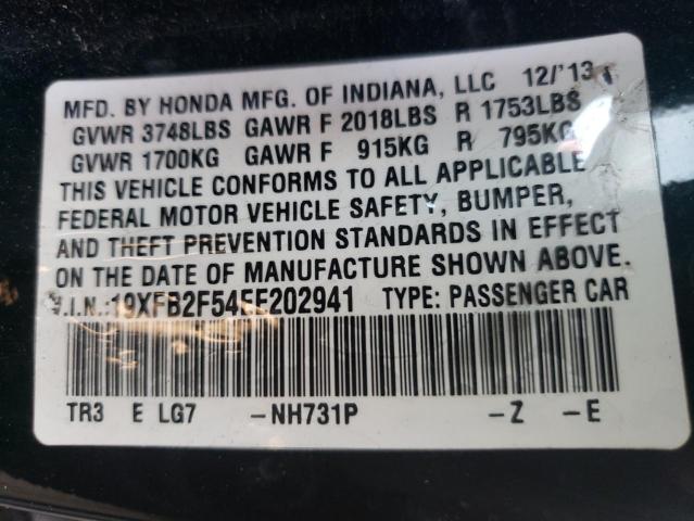 Photo 10 from auction – 2014 HONDA CIVIC LX with VIN 19XFB2F54EE202941