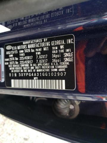Photo 10 from auction – 2016 KIA SORENTO LX with VIN 5XYPG4A31GG102907
