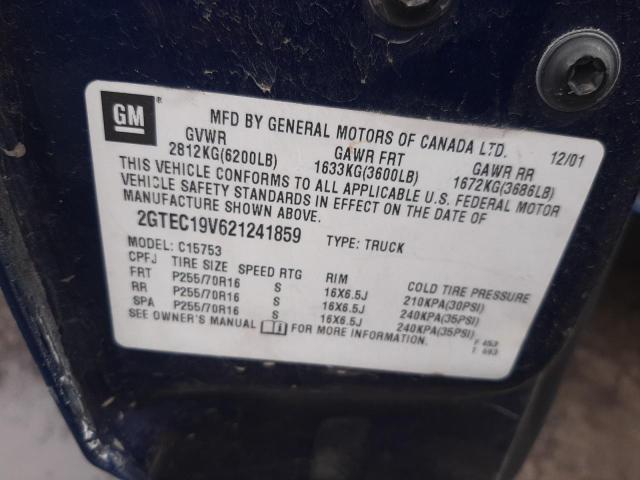Photo 10 from auction – 2002 GMC NEW SIERRA with VIN 2GTEC19V621241859