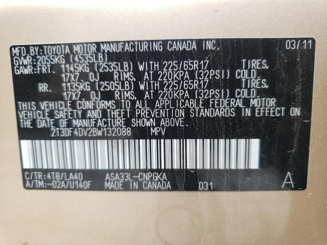 Photo 10 from auction – 2011 TOYOTA RAV4 LIMIT with VIN 2T3DF4DV2BW132088