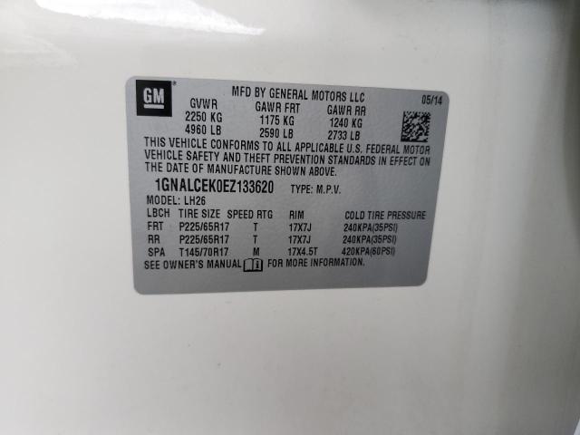 Photo 10 from auction – 2014 CHEVROLET EQUINOX LT with VIN 1GNALCEK0EZ133620