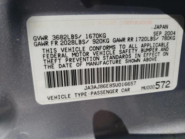 Photo 10 from auction – 2005 MITSUBISHI LANCER OZ with VIN JA3AJ86E85U016657