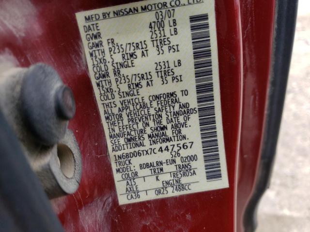 Photo 10 from auction – 2007 NISSAN FRONTIER K with VIN 1N6BD06TX7C447567