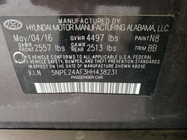 Photo 10 from auction – 2017 HYUNDAI SONATA SE with VIN 5NPE24AF3HH438231