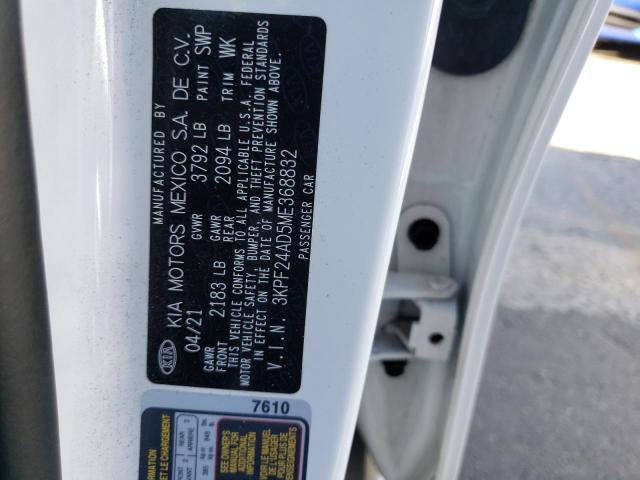 Photo 10 from auction – 2021 KIA FORTE FE with VIN 3KPF24AD5ME368832