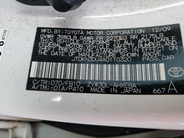Photo 10 from auction – 2010 TOYOTA PRIUS with VIN JTDKN3DU4A0110320