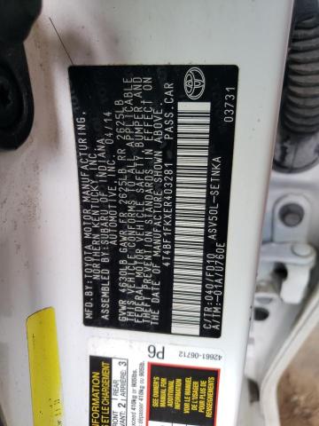 Photo 10 from auction – 2014 TOYOTA CAMRY L with VIN 4T4BF1FKXER403281