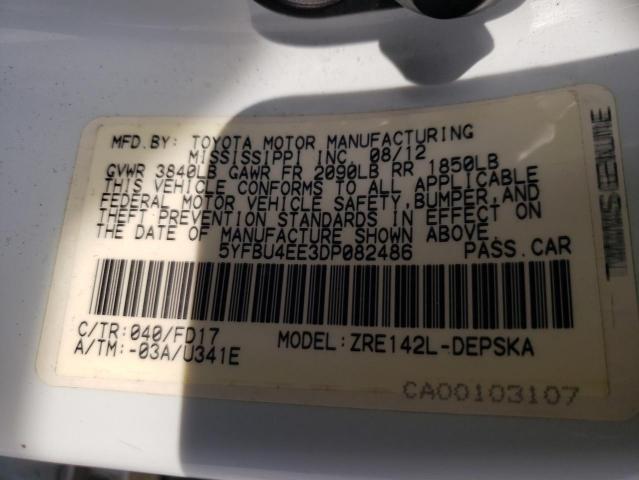 Photo 10 from auction – 2013 TOYOTA COROLLA BA with VIN 5YFBU4EE3DP082486