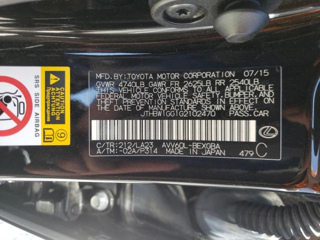 Photo 10 from auction – 2016 LEXUS ES 300H with VIN JTHBW1GG1G2102470