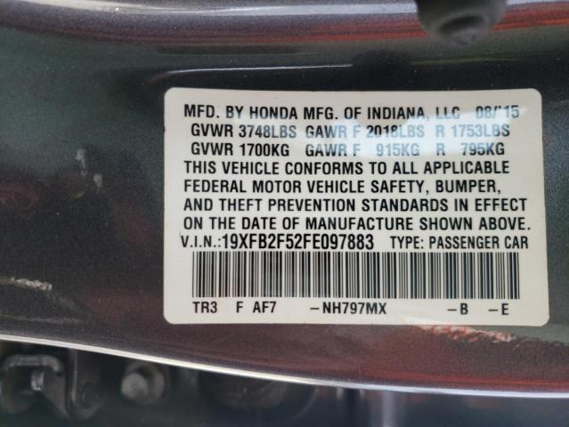 Photo 10 from auction – 2015 HONDA CIVIC LX with VIN 19XFB2F52FE097883