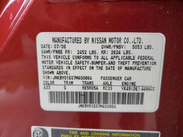 Photo 10 from auction – 2007 INFINITI M45 BASE with VIN JNKBY01E07M400864