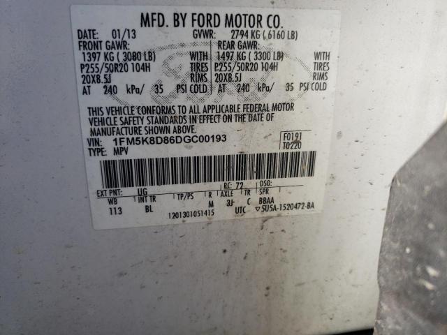 Photo 10 from auction – 2013 FORD EXPLORER X with VIN 1FM5K8D86DGC00193