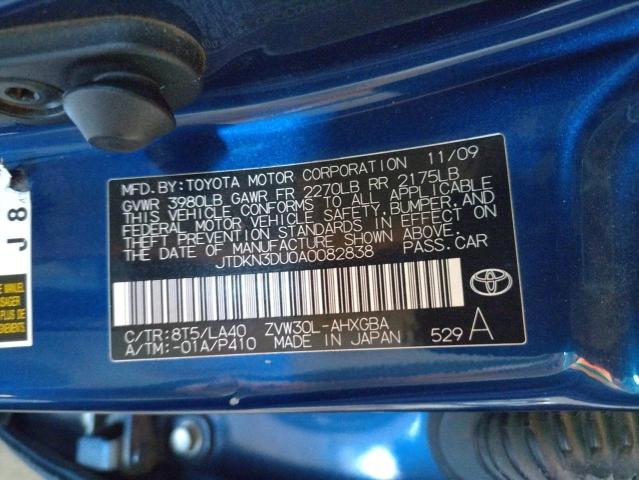 Photo 10 from auction – 2010 TOYOTA PRIUS with VIN JTDKN3DU0A0082838