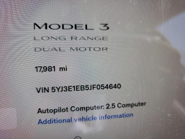 Photo 8 from auction – 2018 TESLA MODEL 3 with VIN 5YJ3E1EB5JF054640