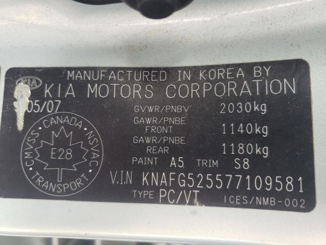Photo 10 from auction – 2007 KIA RONDO BASE with VIN KNAFG525577109581