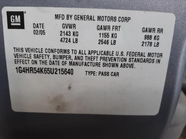 Photo 10 from auction – 2005 BUICK LESABRE LI with VIN 1G4HR54K65U215640