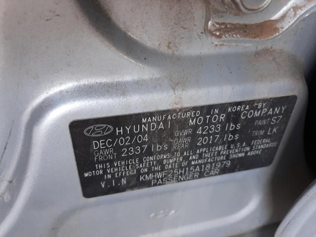 Photo 10 from auction – 2005 HYUNDAI SONATA with VIN KMHWF25H15A181979