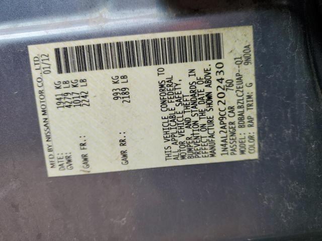 Zdjęcie 10 z aukcji – 2012 NISSAN ALTIMA BAS z VIN 1N4AL2AP9CC202430