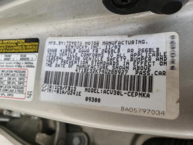 Photo 10 from auction – 2004 TOYOTA CAMRY LE with VIN 4T1BE32K74U288927