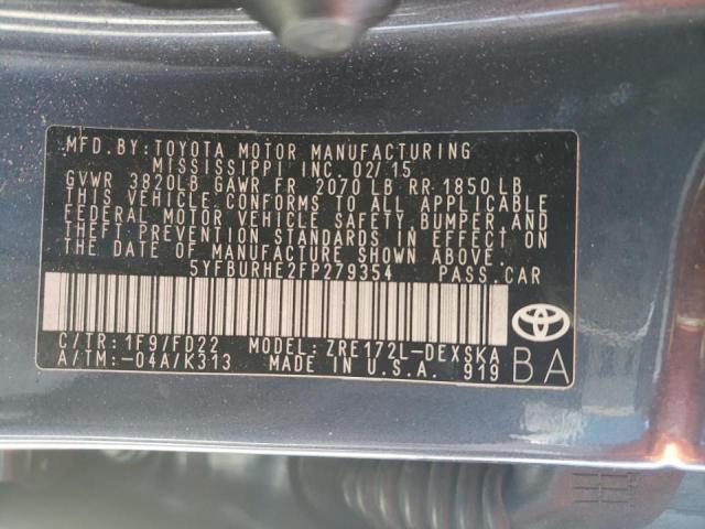 Photo 10 from auction – 2015 TOYOTA COROLLA L with VIN 5YFBURHE2FP279354