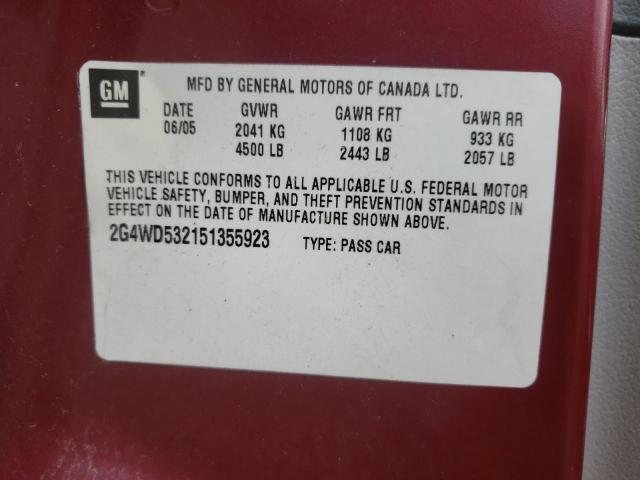 Photo 10 from auction – 2005 BUICK LACROSSE C with VIN 2G4WD532151355923
