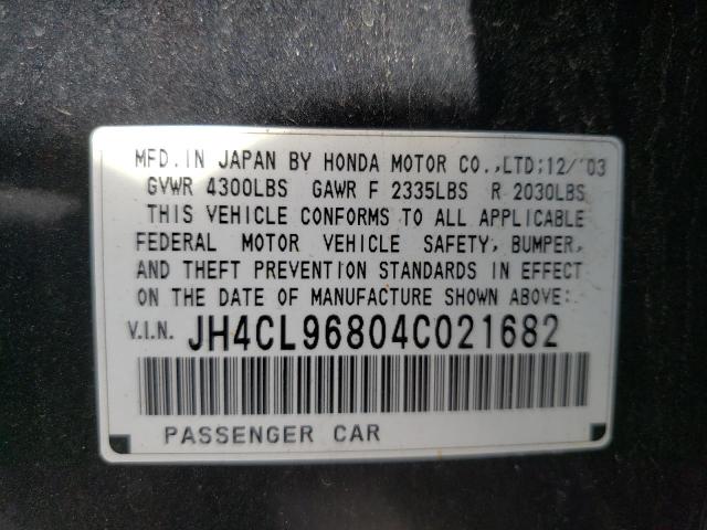 Photo 10 from auction – 2004 ACURA TSX with VIN JH4CL96804C021682