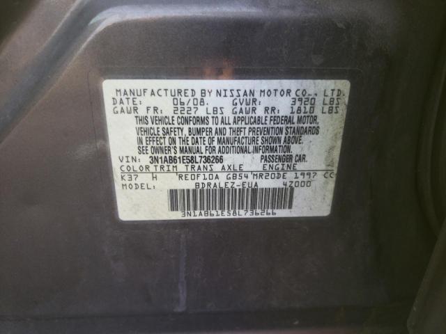 Photo 10 from auction – 2008 NISSAN SENTRA 2.0 with VIN 3N1AB61E58L736266