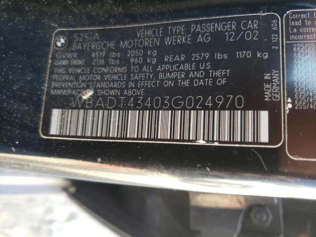 Photo 10 from auction – 2003 BMW 5 SERIES with VIN WBADT43403G024970