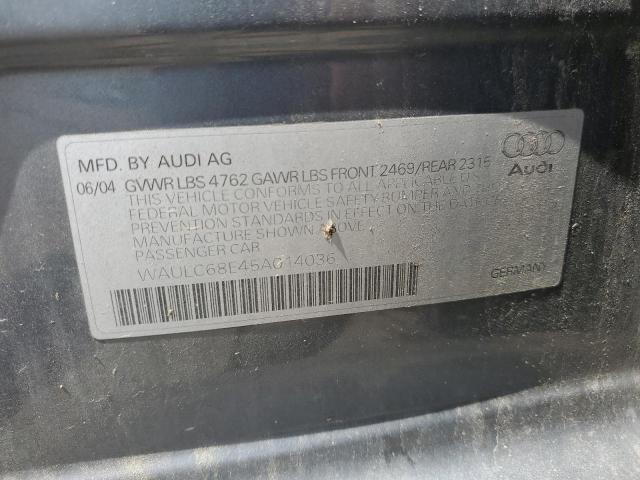Zdjęcie 10 z aukcji – 2005 AUDI A4 1.8T QU z VIN WAULC68E45A014036