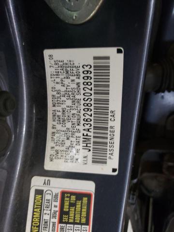 Photo 10 from auction – 2008 HONDA CIVIC HYBR with VIN JHMFA36298S028993