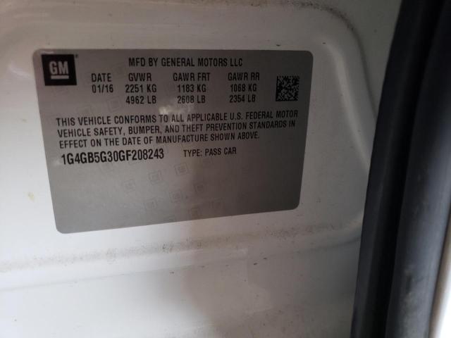 Photo 10 from auction – 2016 BUICK LACROSSE with VIN 1G4GB5G30GF208243